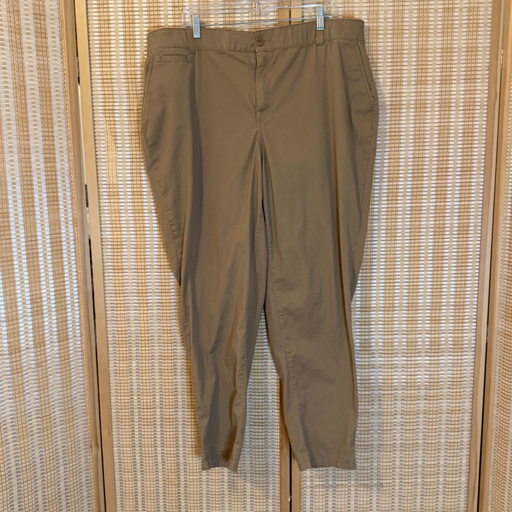 Lane Bryant Khaki Chino Pants Womens 20 Tapered Leg Stretch Cotton‎ Tan Brown